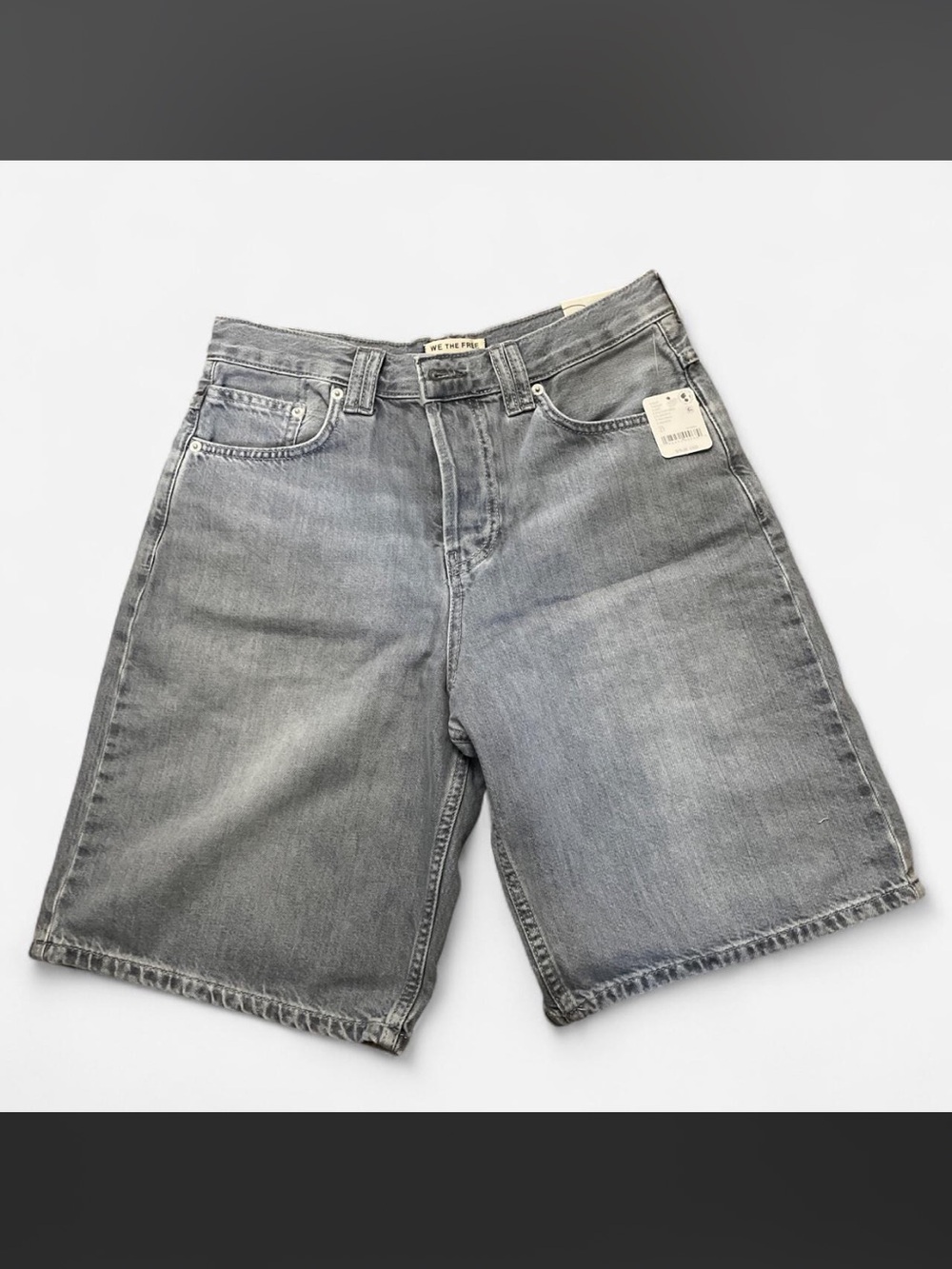 Free People We The Free Montana Bermuda Denim Shorts Falcon Gray Size 27